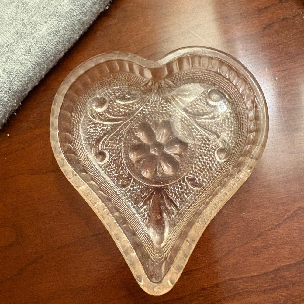 Vintage Indiana Glass - Pink Heart-Shaped Glass Trinket Dish